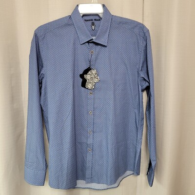 Visconti LEO Spheres King Cotton Long Sleeve Shirt Men's Size XL Blue Tan NWT