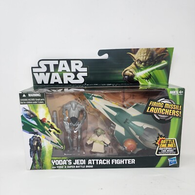 Hasbro Star Wars Yoda's Jedi Attack Fighter With Super Battle Droid New 2013