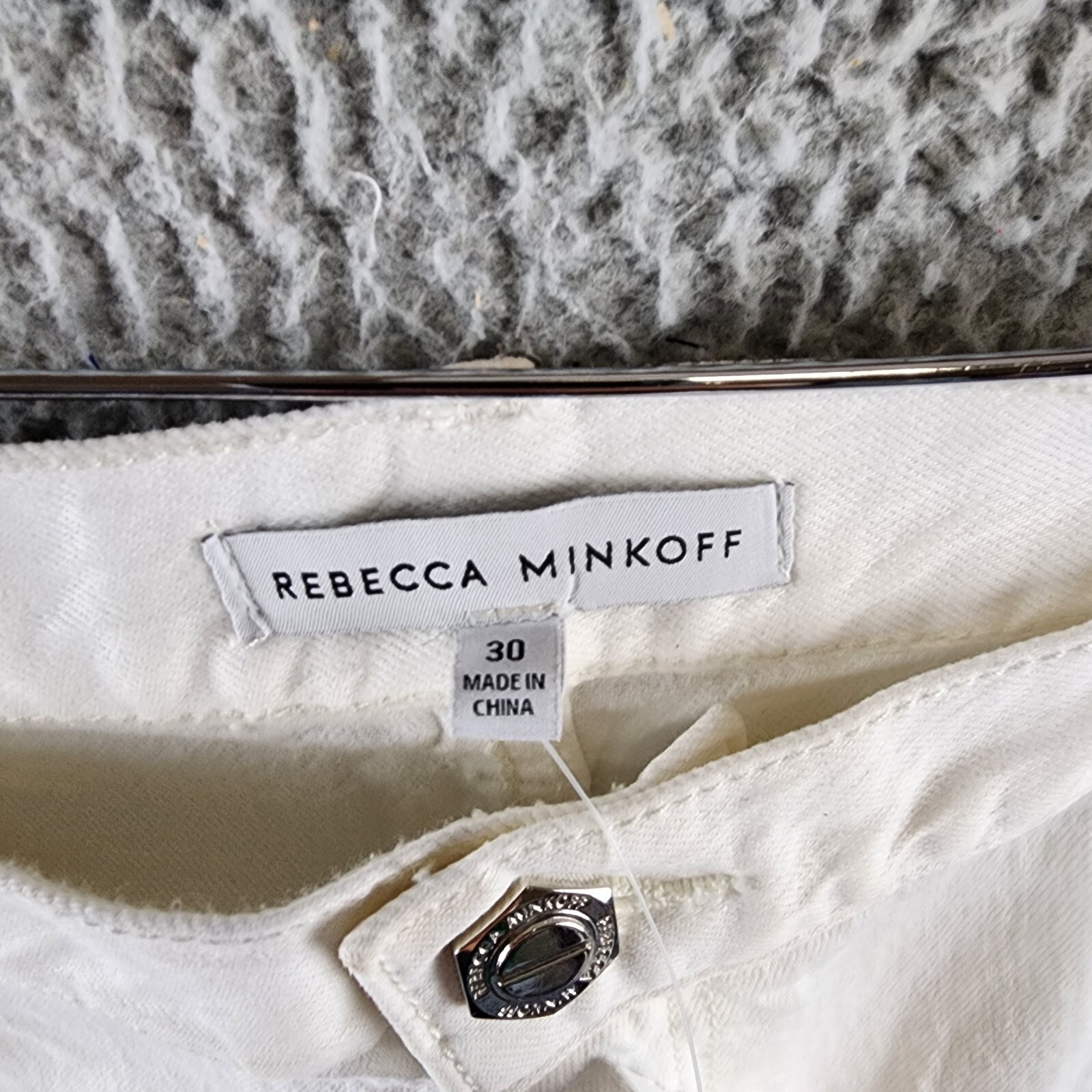 REBECCA MINKOFF Relaxed Cargo Pants Women's 30 Alabaster Button Zip Closure - Picture 17 of 20