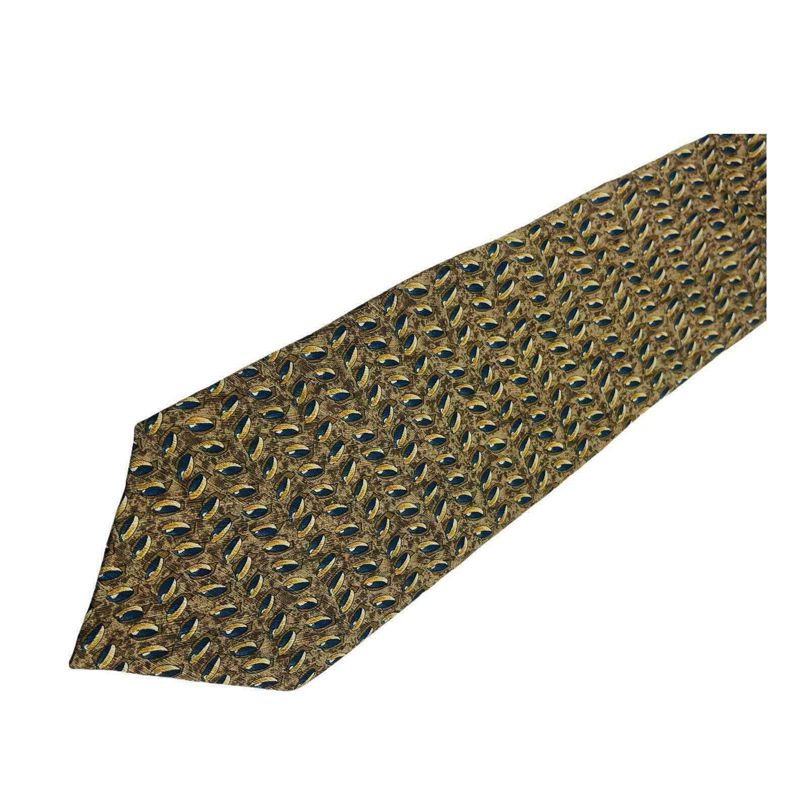 Ferrell Reed Neck Tie Brown Tan Geometric All Silk Made In America By Hand