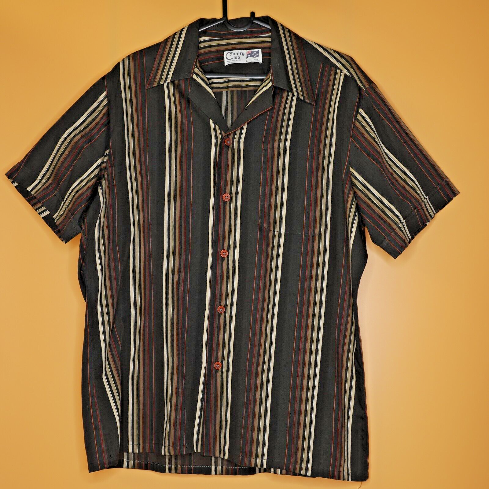 Vintage Country Club Australia Brown Striped Shirt Large