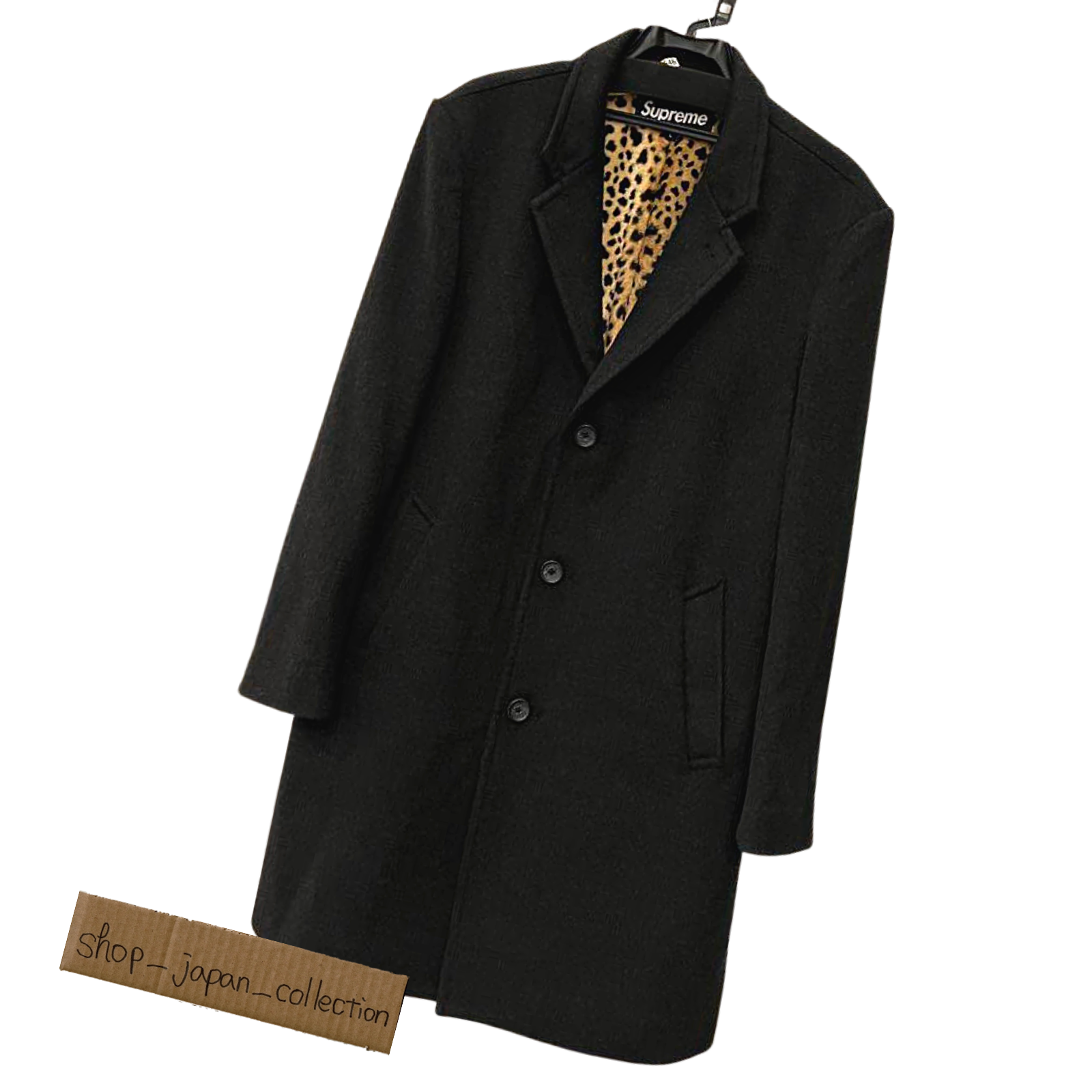 Loro Piana Supreme Wool Chester Trench Coat Leopard Black Size L L98cm W58cm