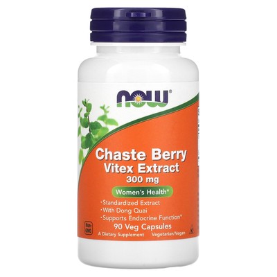 Now Foods Chaste Berry Vitex Extract 300 мг 90 растительных капсул Гарантированное качество GMP,