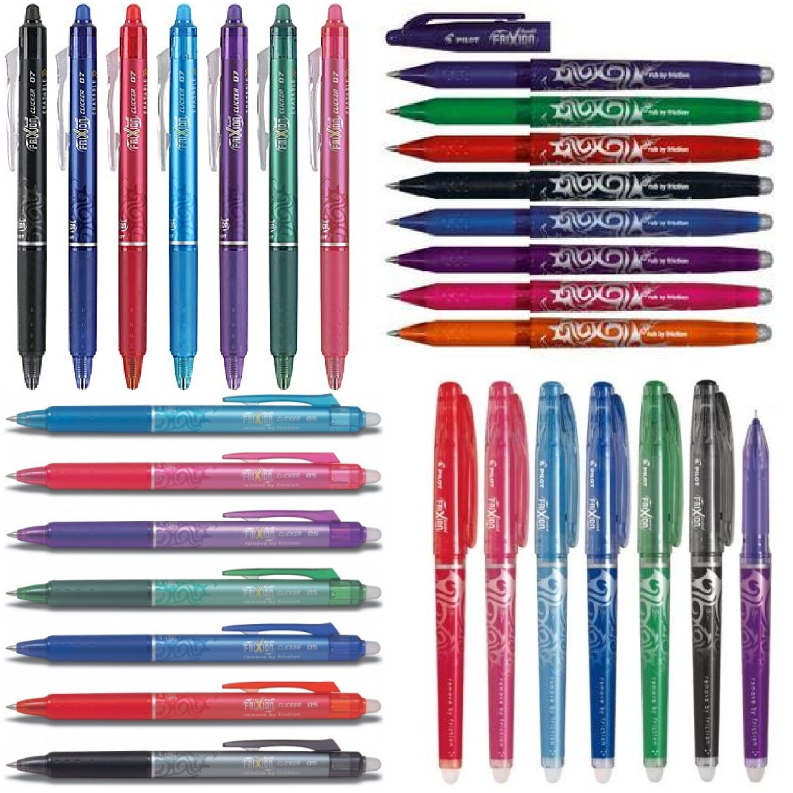 Pilot FriXion Erasable Roller Ball Pen Gel Ink 0.7mm Medium TipAll 9 Colours 