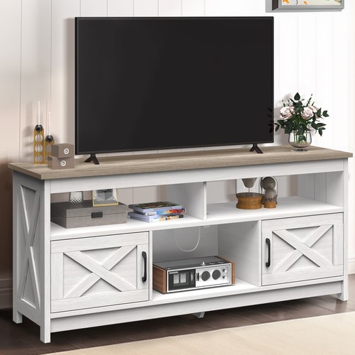 With Power Outlet For Up To 65" Tvs Entertainment Center Med