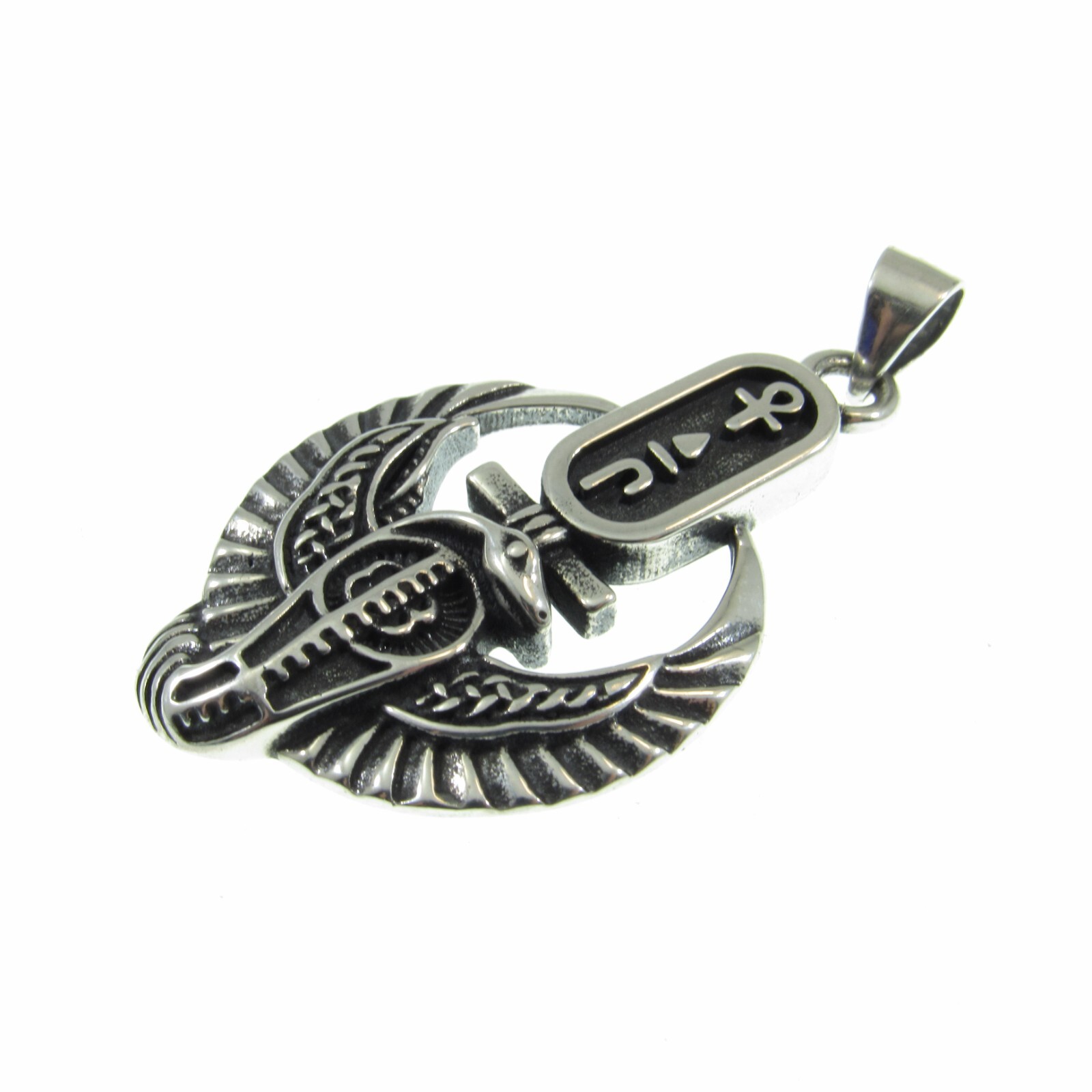 Solid 925 Sterling Silver Egyptian Wadjet Pendant, Falcon & Cobra Goddess Amulet