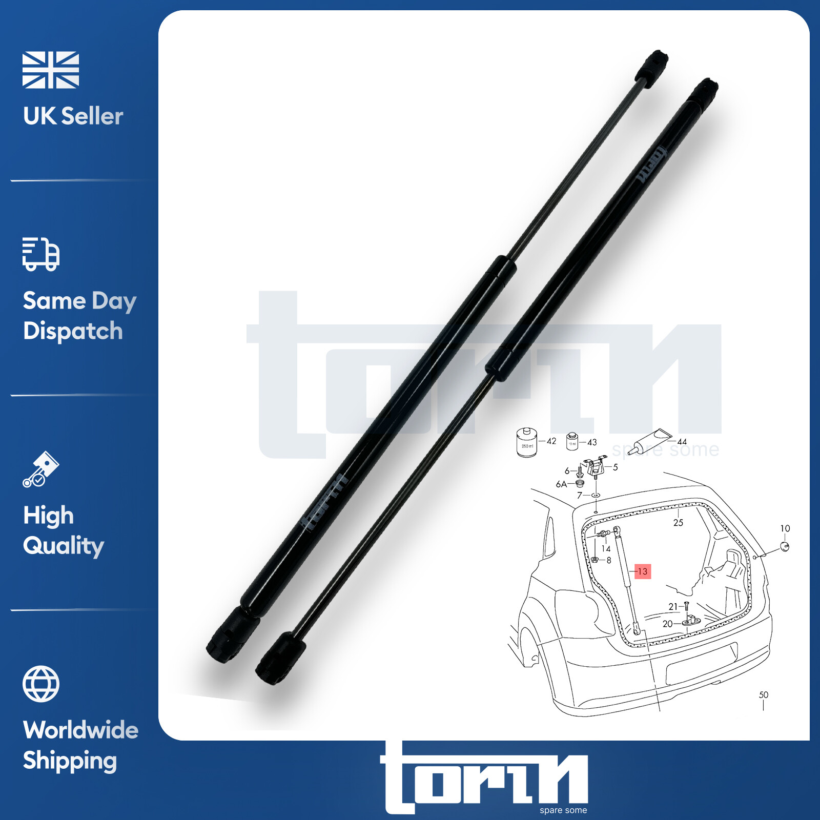 2X Rear Tailgate Boot Gas Struts Fits VW Polo 6R 6C (2009-2017) 6R6827550A