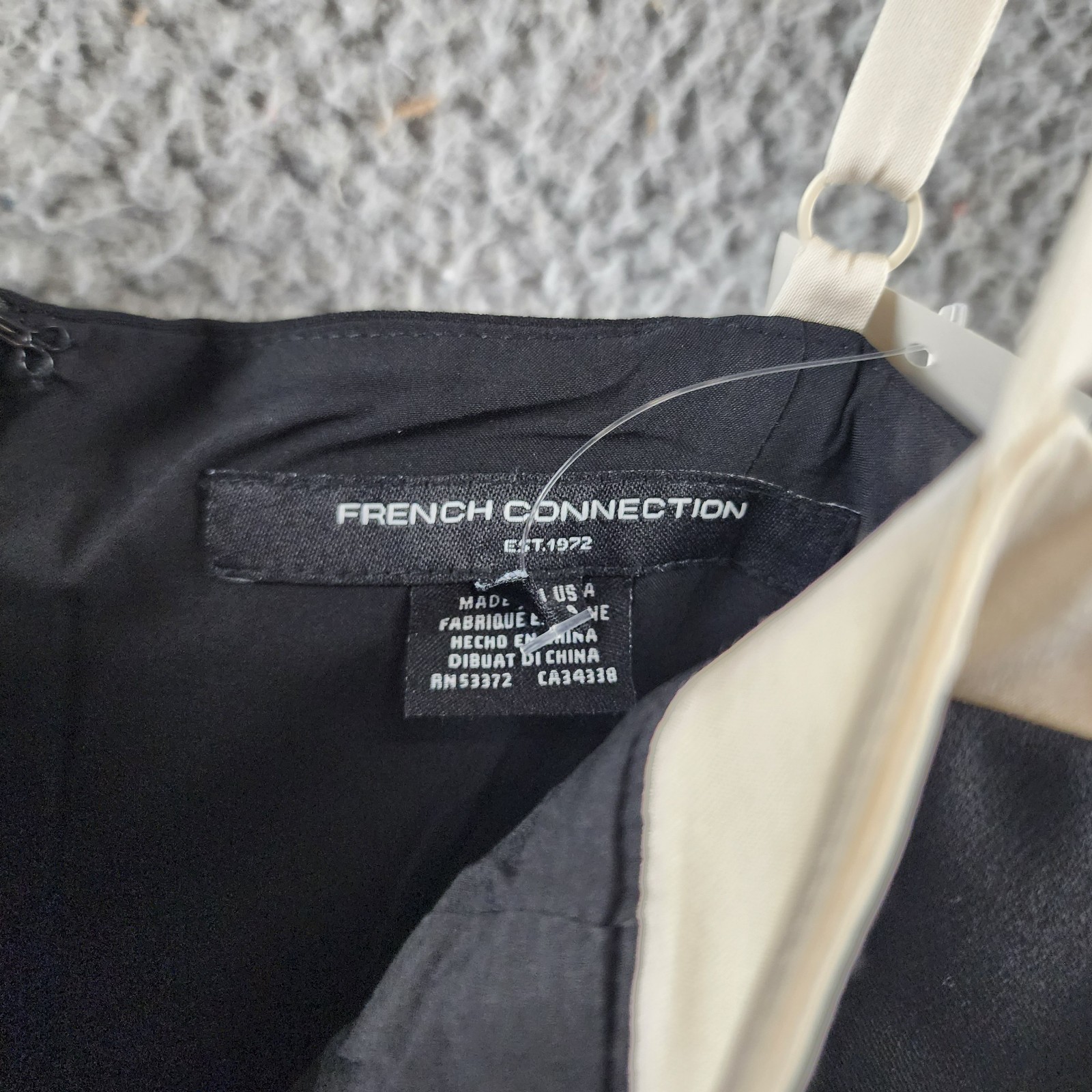 French Connection Azra Corset Strap Mini Dress Women's 6 Black/Cream Back Zip - Picture 8 of 15