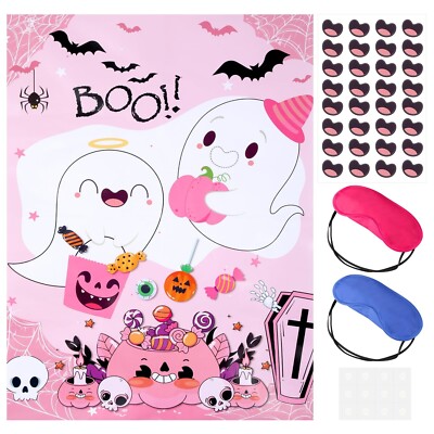 Halloween Party Games Pin the Mouth on the Ghost Pink Halloween Decorations H...