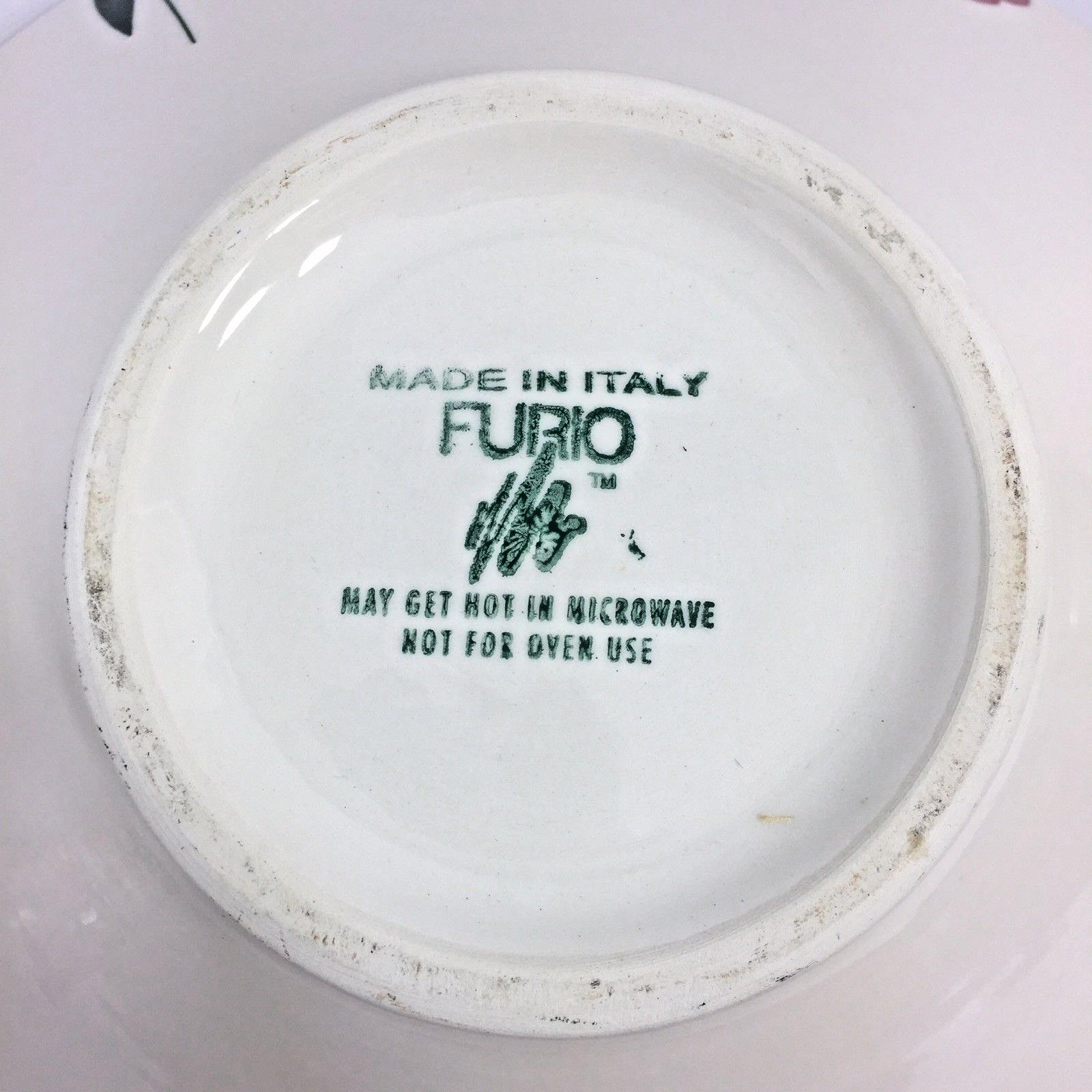 Furio Large Salad / Pasta Serving Bowl White Blue Pink Floral Design