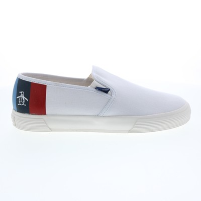 

Оригинальные мужские кроссовки Penguin Petey Stripe Slip On White Lifestyle Sneakers Shoes 10, Белый, Original Penguin Petey Stripe Slip On