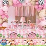 Farm Animal Themed Party Decoration for Girl,Farm Barn Animals Backdrop Banner Farmhouse Animals Decor Party Tablecloth Balloon Arch Garland Kit for Birthday Photography Baby Shower Party Supplies