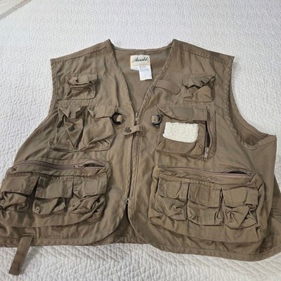 Ausable Men's XL Khaki Cotton Multi-Pocket Fishing Utility Vest 101123W Brown