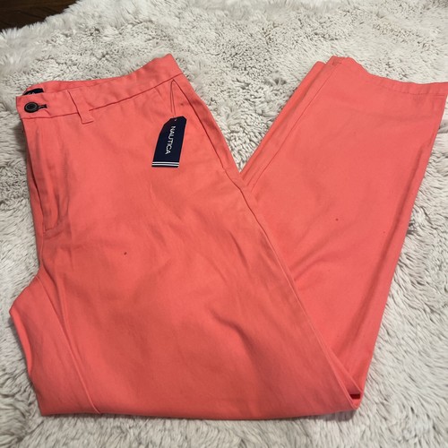 Nautica Deck Pants Men Size 33x30 Pink Corral Casual Flat