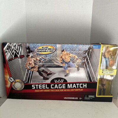 Mattel 2011 WWE Steel Cage Match Wrestling Ring John Cena and the Miz Rare NEW