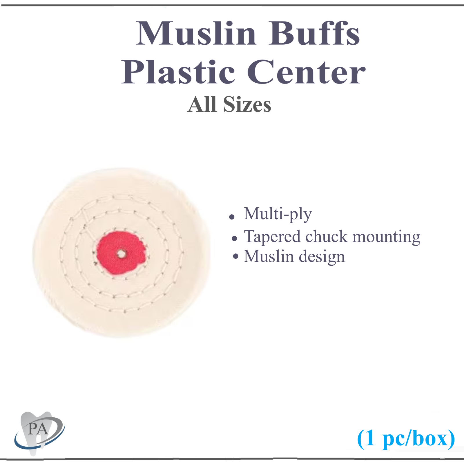 Dental Lab WHITE MUSLIN BUFF POLISHING BUFFING WHEEL 4" x 30 Ply 6" x 40 Ply 5Pk