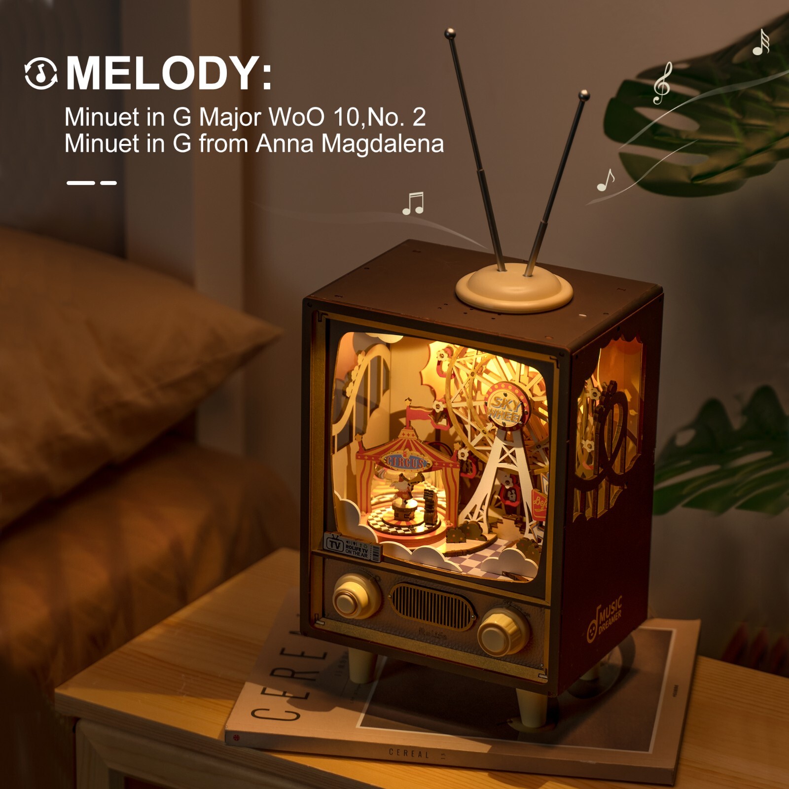 ROKR Sunset Carnival Music Boxes with Light 3D Wooden Puzzle Home Decor Kid Gift