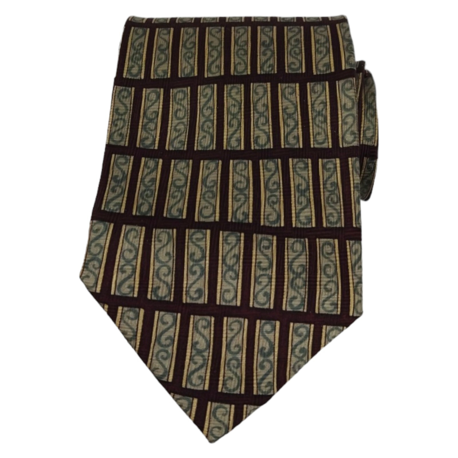 VTG LOUIS ROTH Mens Classic Silk Tie 3.85 Brown Beige Designer Dress Necktie NWD