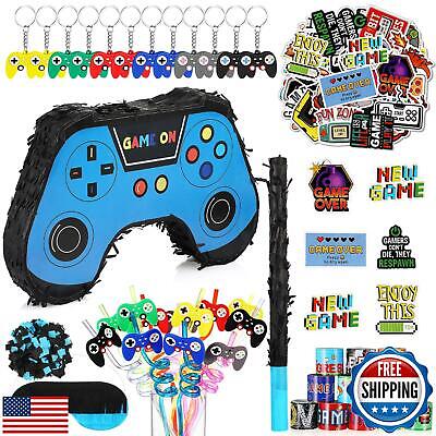 Meooeck 90 Video Game Party Favors Include Game Controller Piñata with Blindf