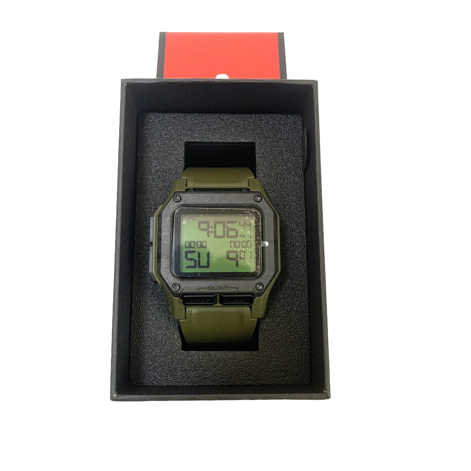 Pre-owned Nixon Regulus Men's Digital Watch Qz Military Army Green Resin Silicone Band