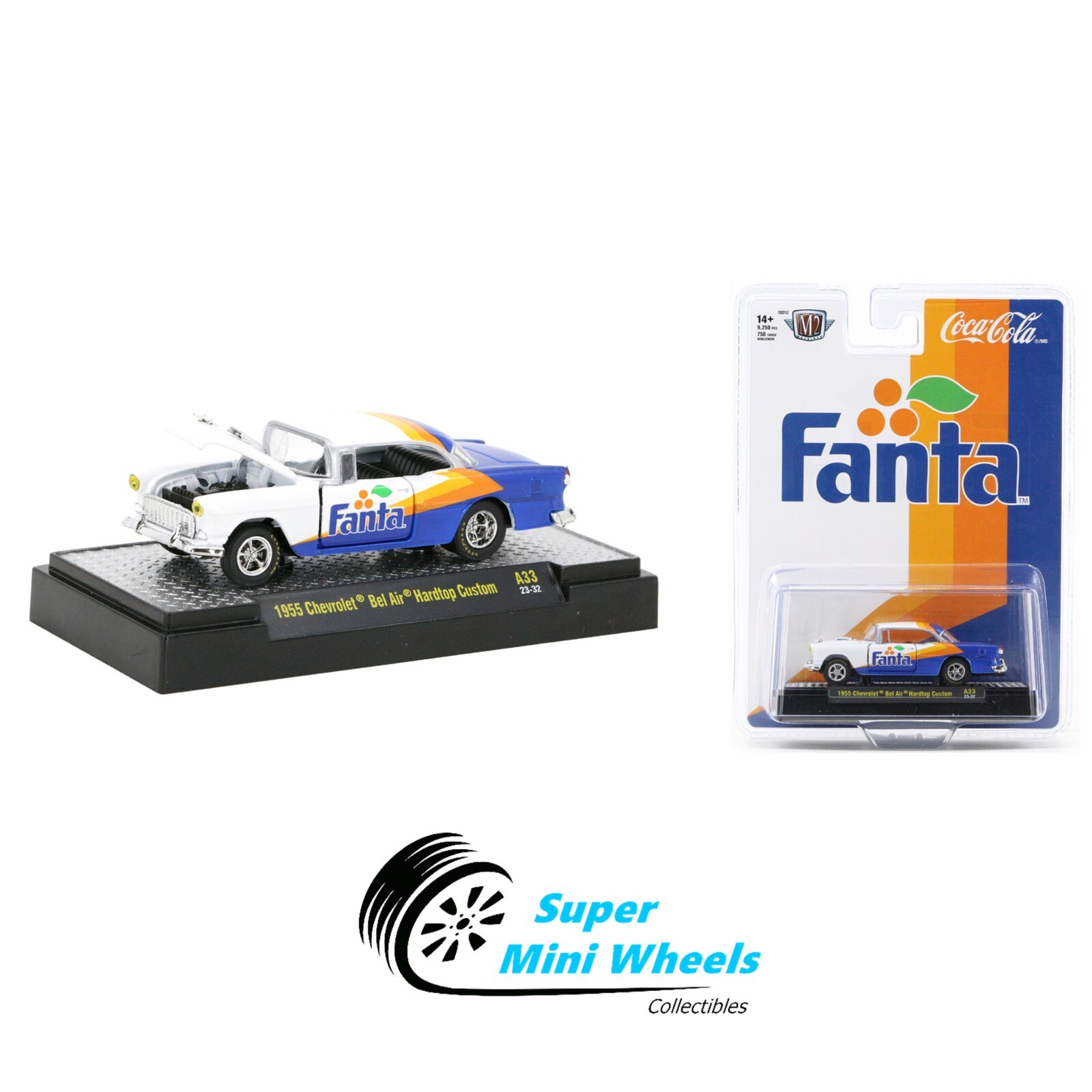 M2 Machines 1:64 Fanta ​​1955 Chevrolet Bel Air Hardtop
