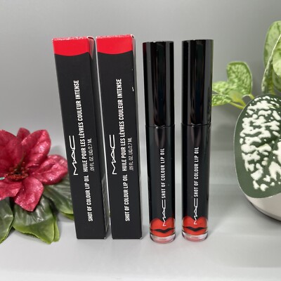 2x MAC Shot of Colour Lip Oil - #890 - FLASH ME! - .09oz / 2.7ml Ea NIB FreeShip
