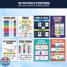 Decorably 16 Physics Posters for Classroom, 11x16in Matte-Laminated Educational Physics Classroom Posters - School Hallways, Bulletin Boards, Education Centers, Home Study Room