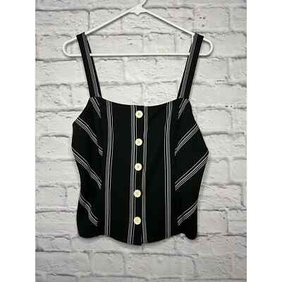 売れ筋商品|||ヴィンスカムート カットソー トップス レディース Women's Striped Sleeveless Tank Top New Ivory NWT Vince Camuto Womens Black Striped Square Neck Tank Top M