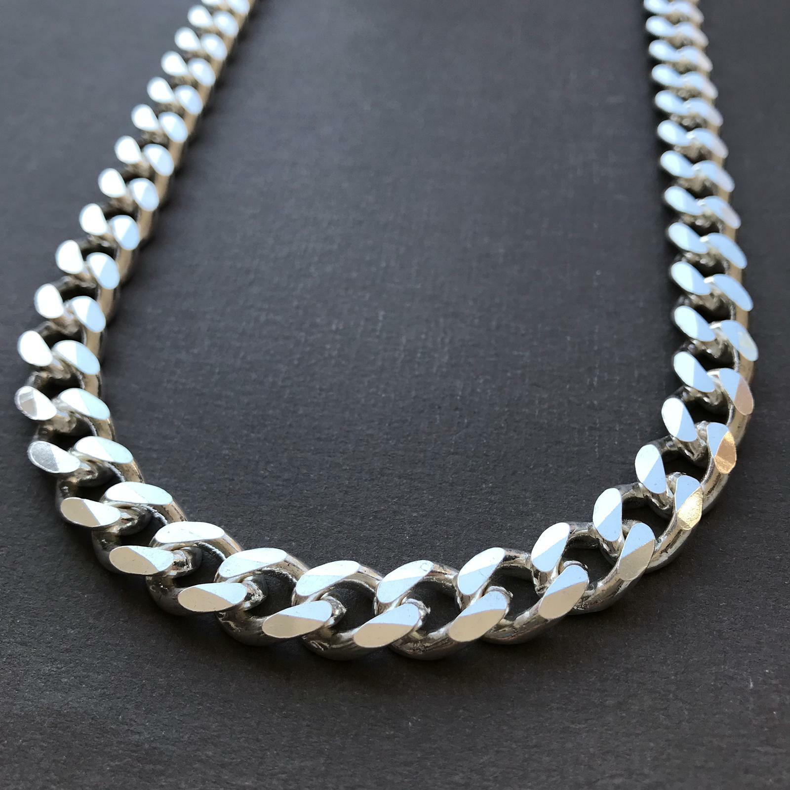 Pre-owned Handmade Mens Curb Cuban Chain Necklace Miami Hiphop 925 Sterling Silver 11mm 102gr 22"