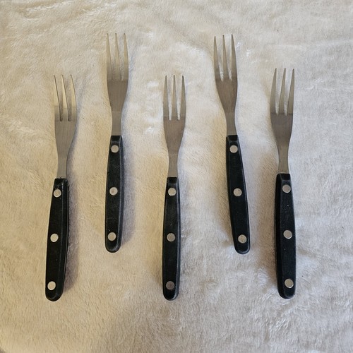 Dark Brown Composite 3 Rivets Stainless 3 Tine Salad Forks E