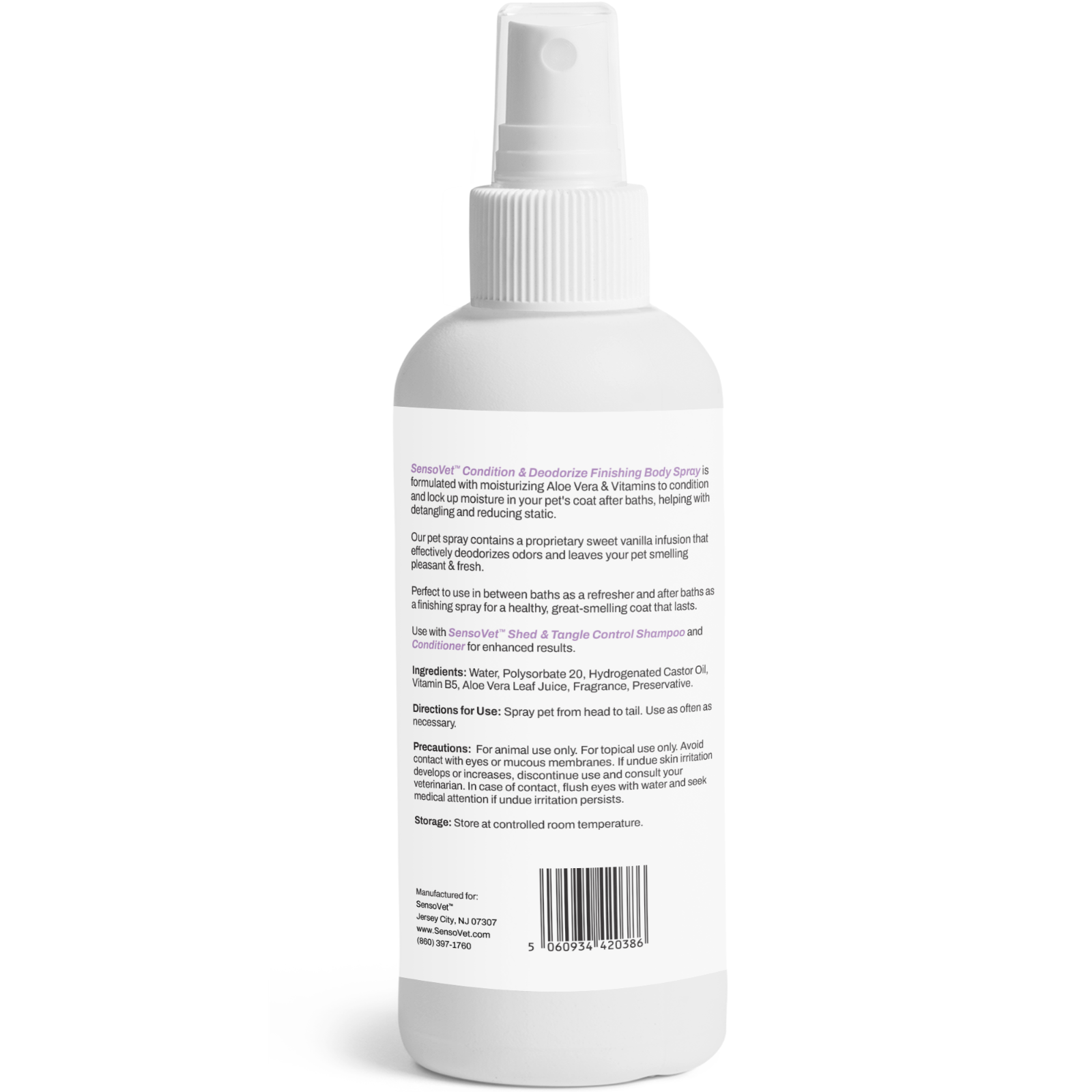 SensoVet Condition & Deodorize Body Spray in Sweet Vanilla for Dogs & Cats