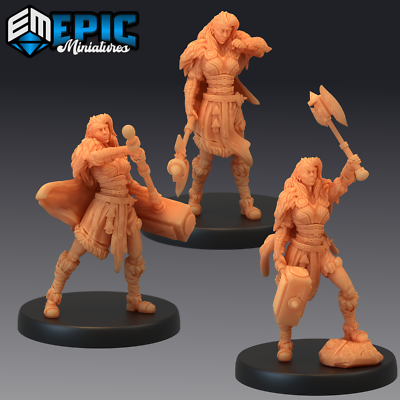 VIKING RAIDER FEMALE, Dungeons and Dragons Miniatures, D&D, Epic Miniatures