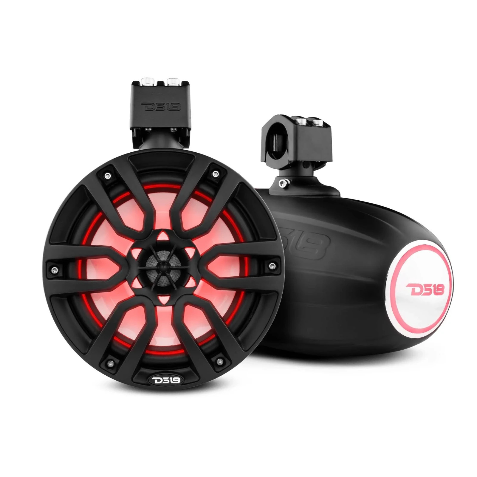 2x DS18 8" Marine Tower Speakers - 125 Watts Rms 4-ohm with LEDs NXL-X8TP Black