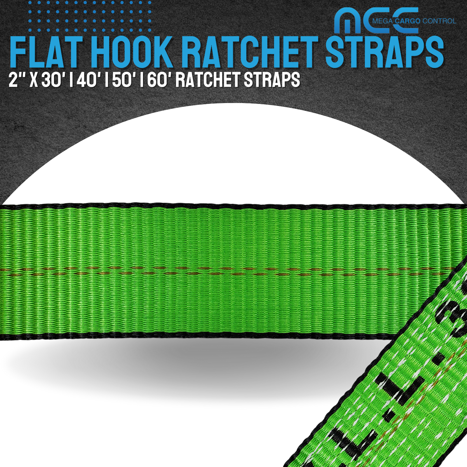 Heavy Duty 2" x 30' Ratchet Strap w/Flat Hook for Flatbed Truck Trailer Tie Down