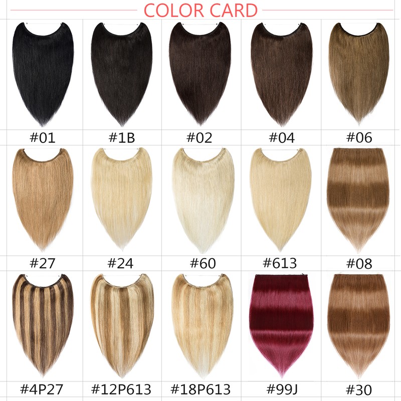 100% Remy Human Hair Extensions Invisible Headband Wire Hidden Weft Hair Blonde