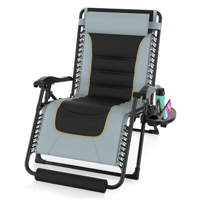 Oversized Zero Gravity Chair 29In XL Reclining Camping Chair w/Build-in Cushi...