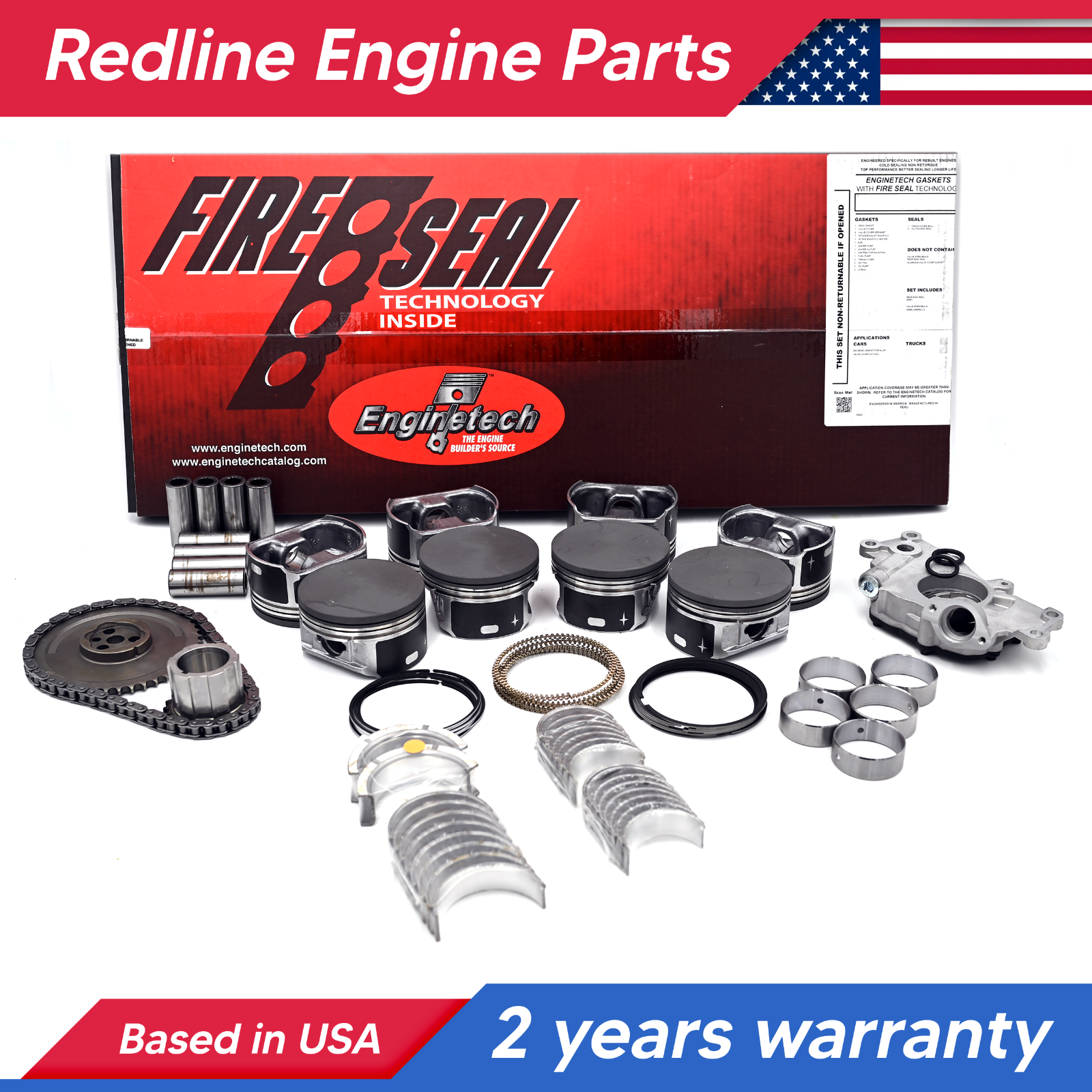 6.0 LQ9 Engine Repair Kit w/ Flat Tops FITS 2004-2007 Chevrolet GMC 6.0L LS V8