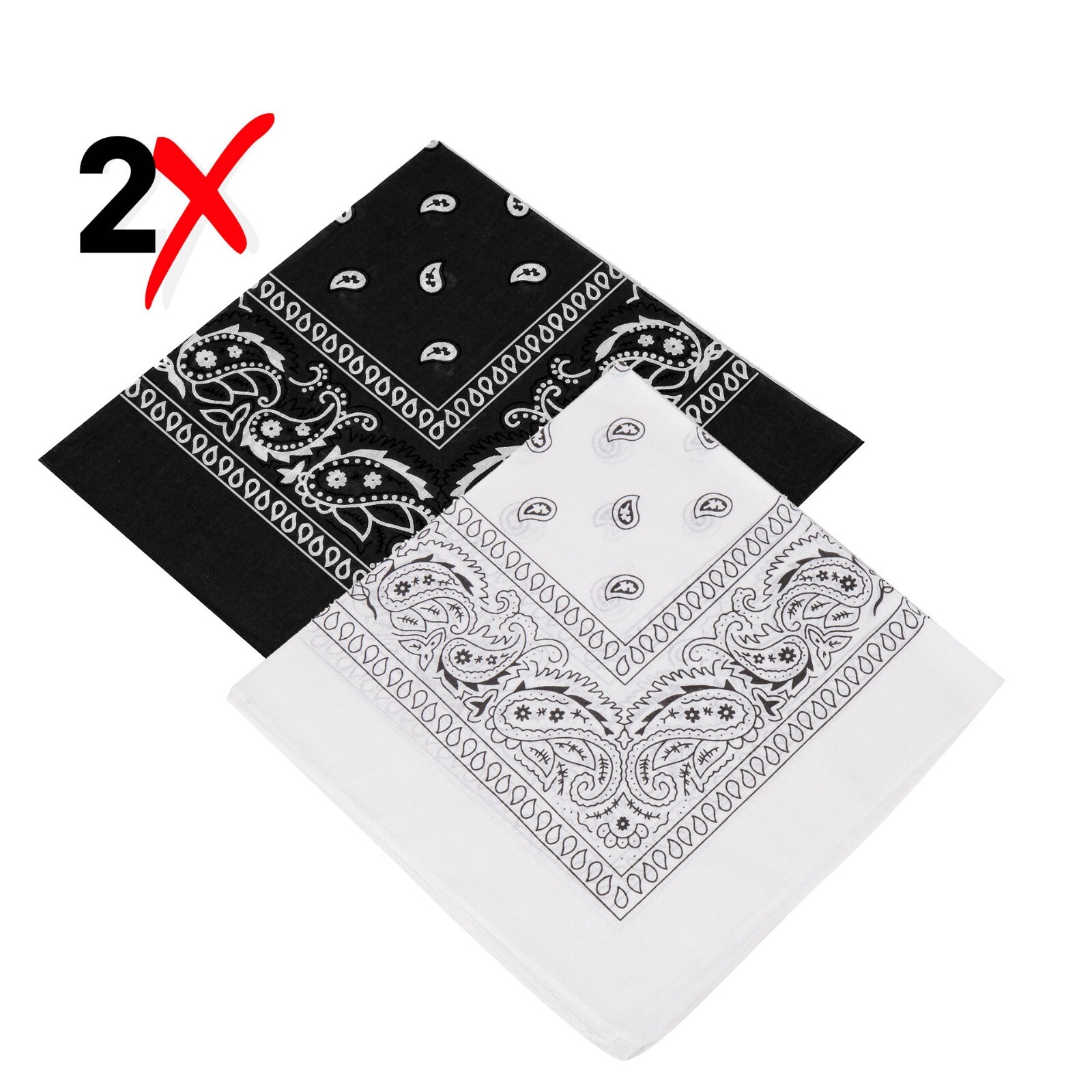 2-Pack Bandana 100% Cotton Paisley Print Double-Sided Scarf Head Neck Face Mask