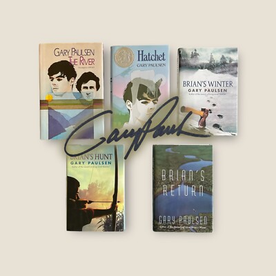 5 SIGNED Gary Paulsen 1st ed Lot - includes Hatchet, The River, Brian's Winter