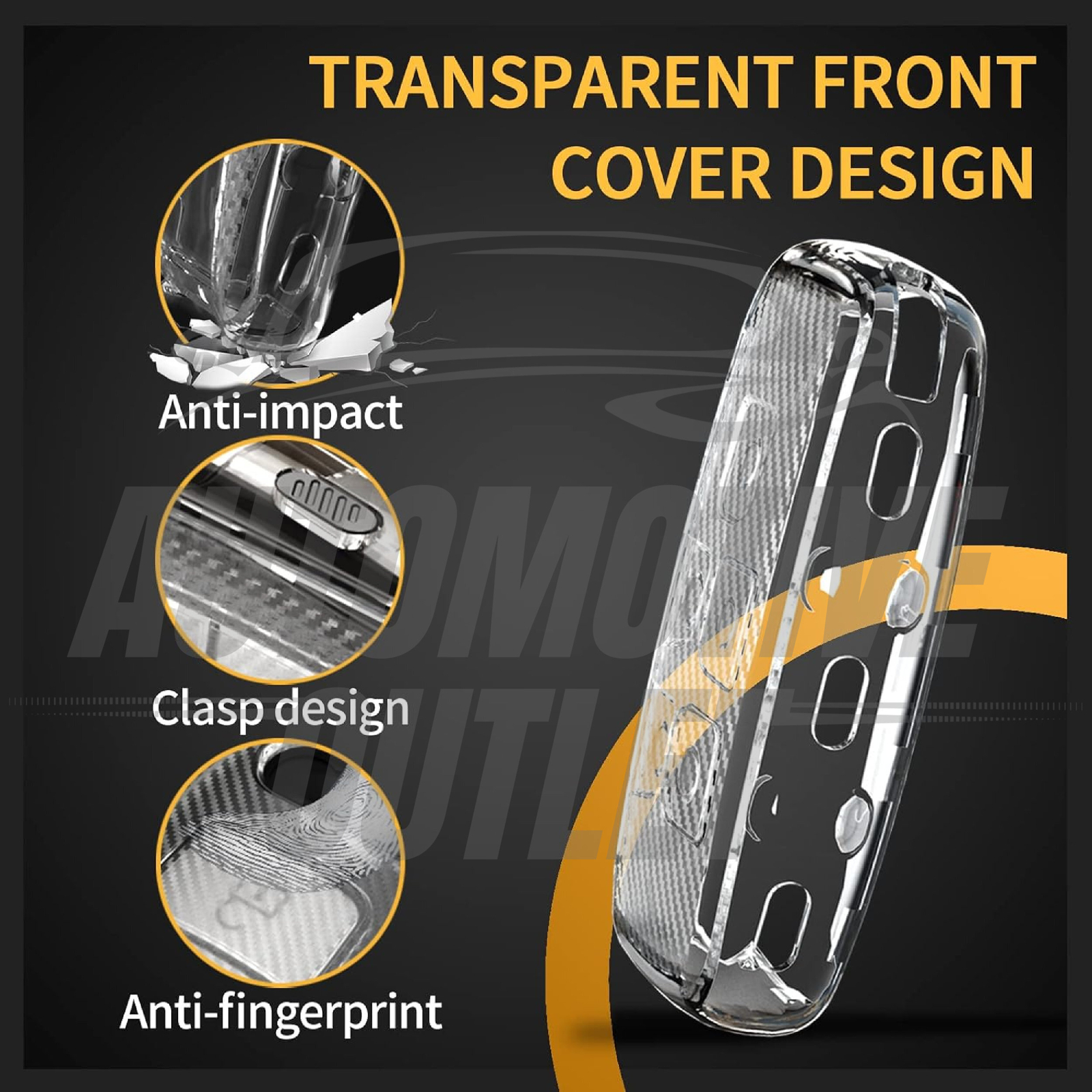 TPU KEY COVER CASE TRANSPARENT CARBON FIBER FOR LAND ROVER RANGE ROVER DISCOVERY 6