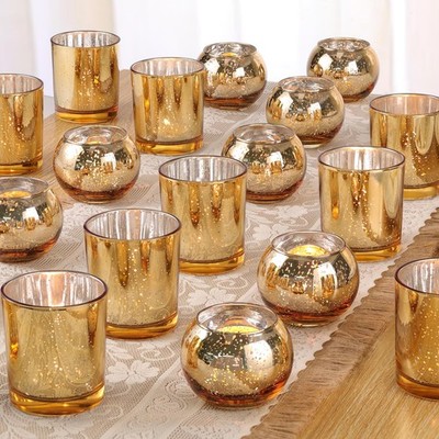 Volens 30pcs Assorted Gold Votive Candle Holders Bulk, Large G...