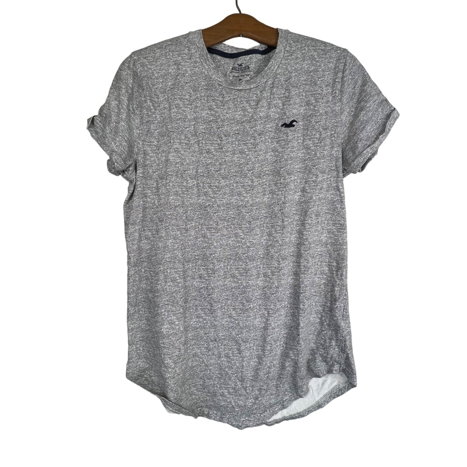 Hollister Curved Hem Short Sleeve Tee Gray Crewneck 100 Cotton Casual Men s XS eBay