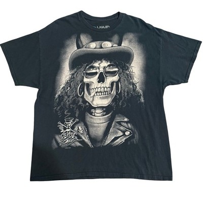 Guns N Roses Liquid Blue Slash Saul Hudson 2006 Skull Top Hat Graphic T Shirt XL