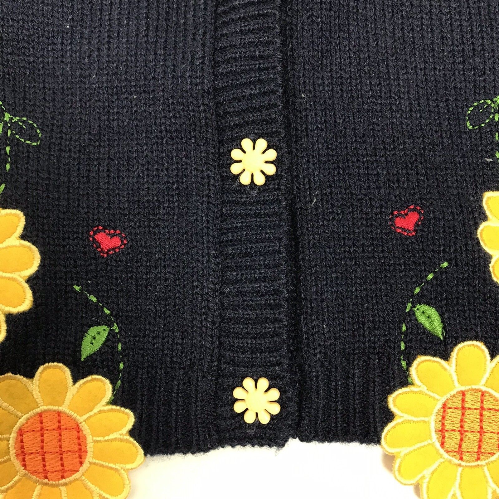 Bonnie Jean Sweater Size 6, Daisy,Floral,Cardigan,Black and Yellow