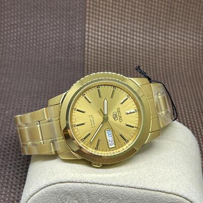 Pre-owned Seiko 5 Snke56k1 Automatic Gold Tone Stainless Steel Analog Men's Dress Watch