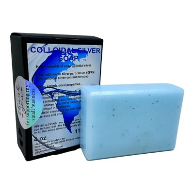 Colloidal Silver Soap 4 oz Square Bar, Fresh, Clean Scent