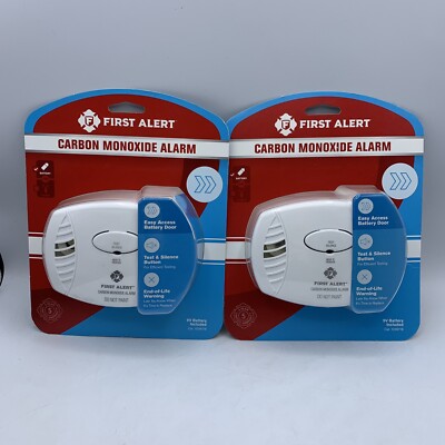 2x First Alert 1039718 Battery Operated Carbon Monoxide Alarm SEALED NEW