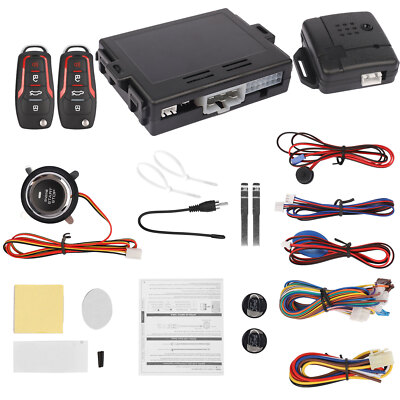 Car Keyless Entry Engine Start Alarm System Push Button Remote Starter Stop Kit