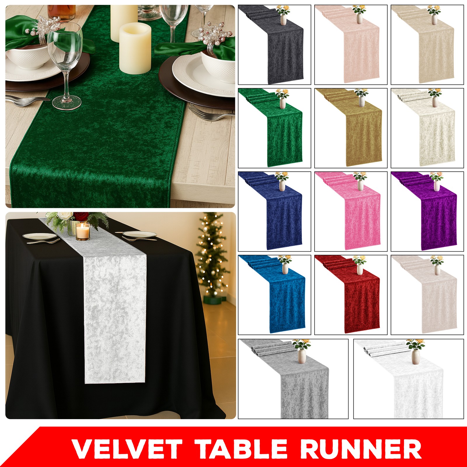 Table Runner Cloth Wedding Xmas Party Dining Velvet Table Runners Decor 33x274cm