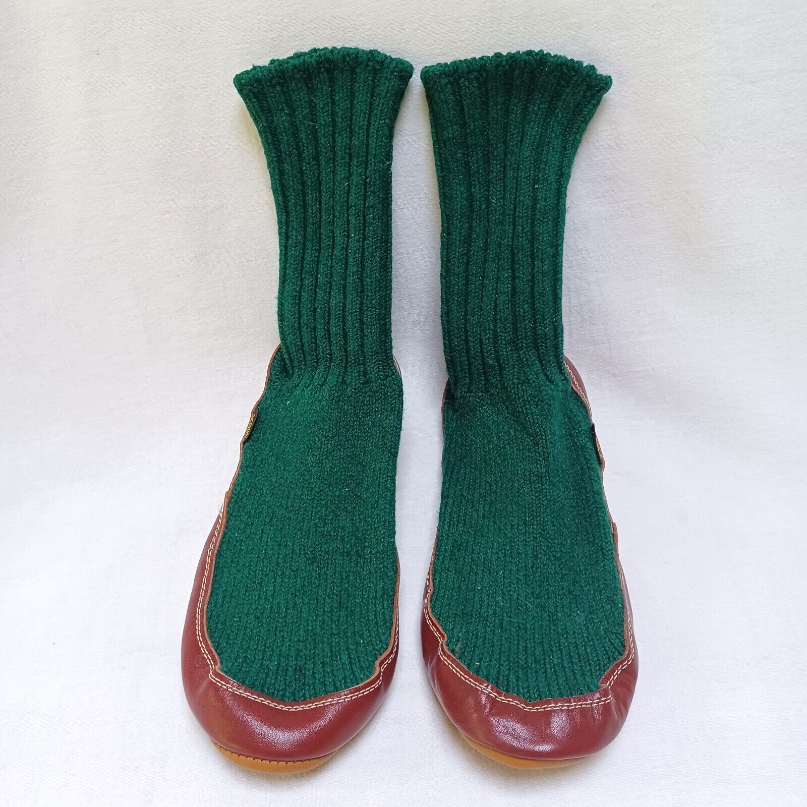 Womens Size 9-10 Green Wool & Leather